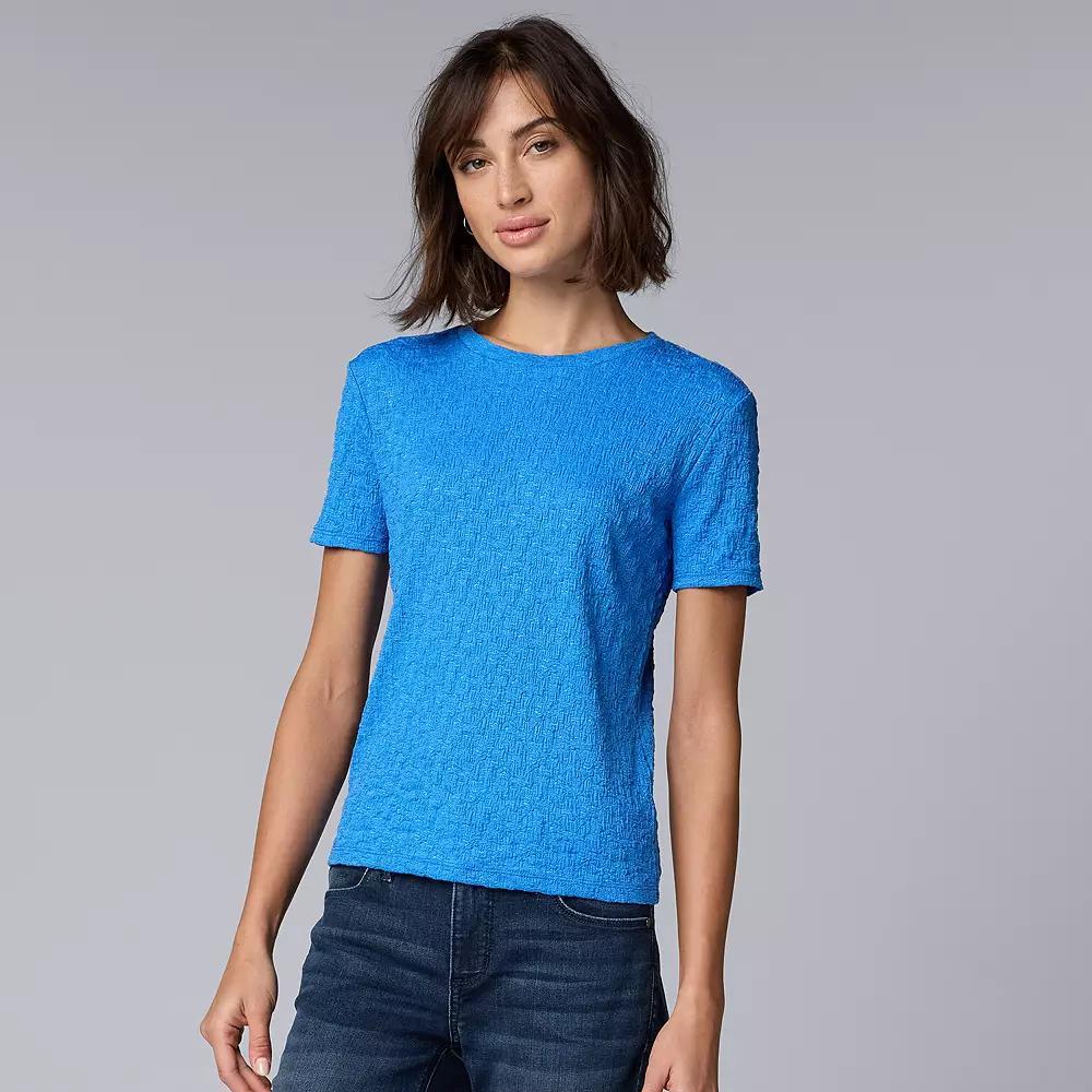 Women's Simply Vera Vera Wang Textured Tee, Size: Large, Vera Cerulean Blue Product Image
