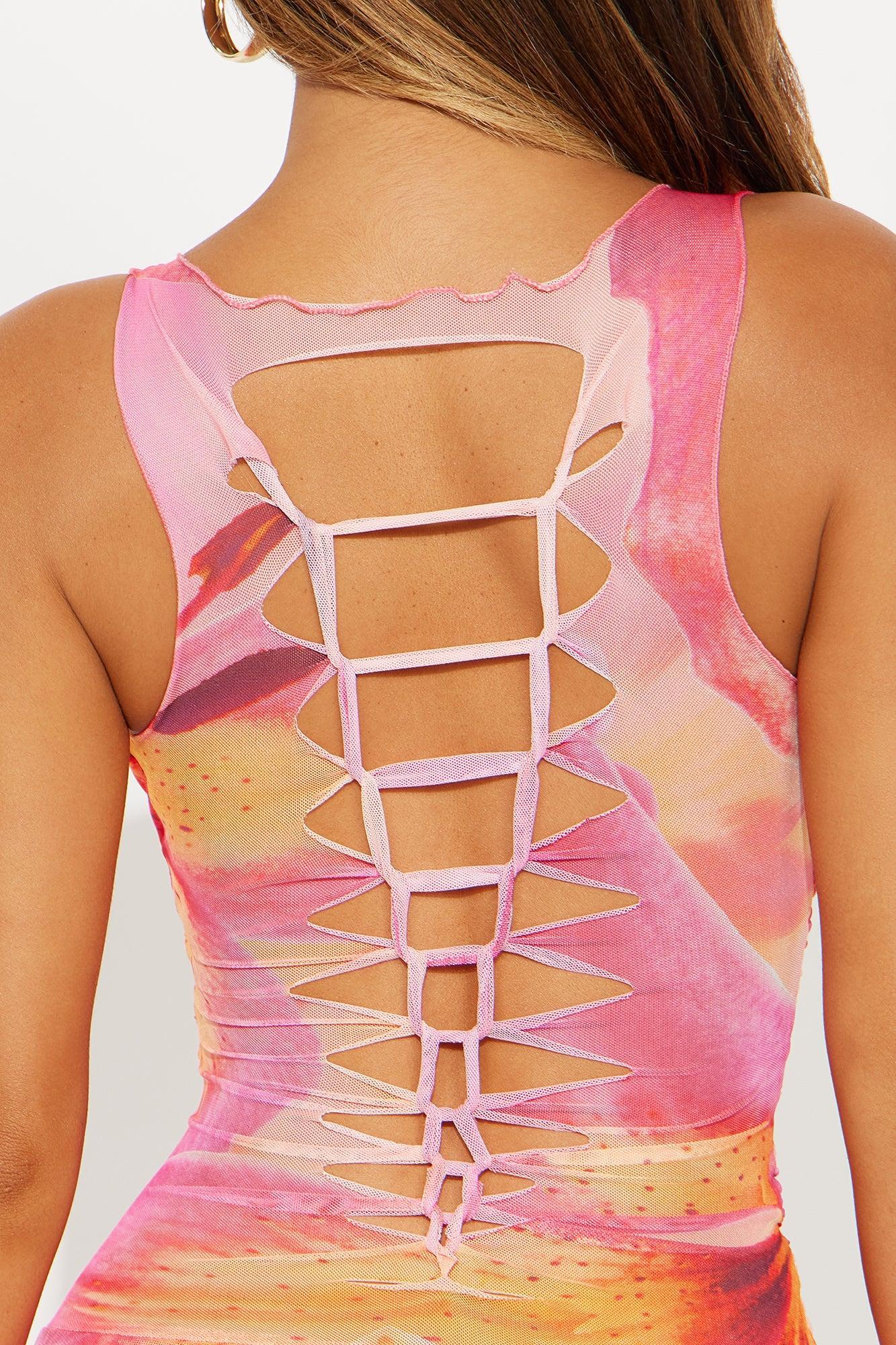 Maya Mesh Mini Dress - Pink/combo Product Image