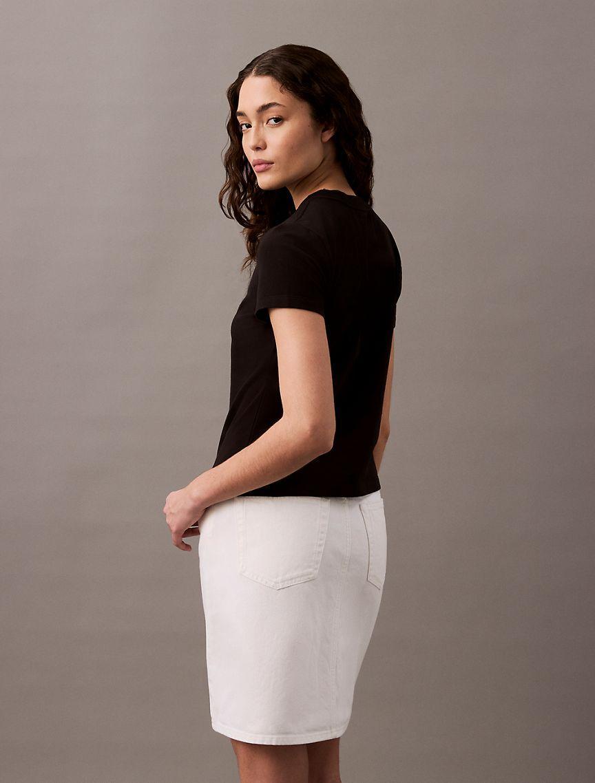 Calvin Klein Women's Overlap Logo Slim T-Shirt - Black - XS Product Image