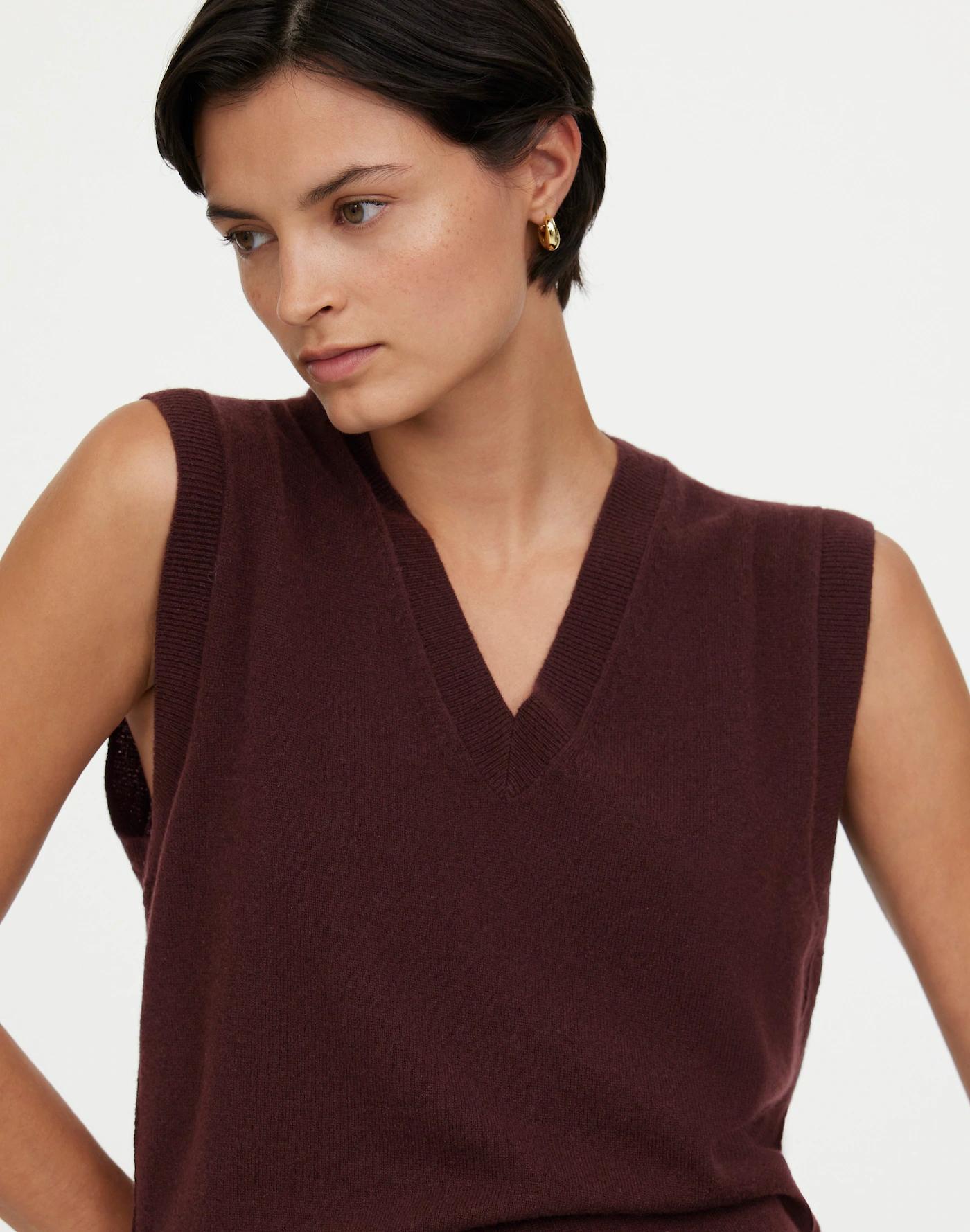 Cashmere V-Neck Sweater Vest Product Image