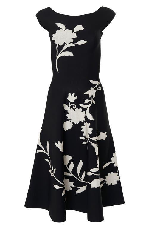 Flare Knit Midi Dress with Floral Detail Product Image