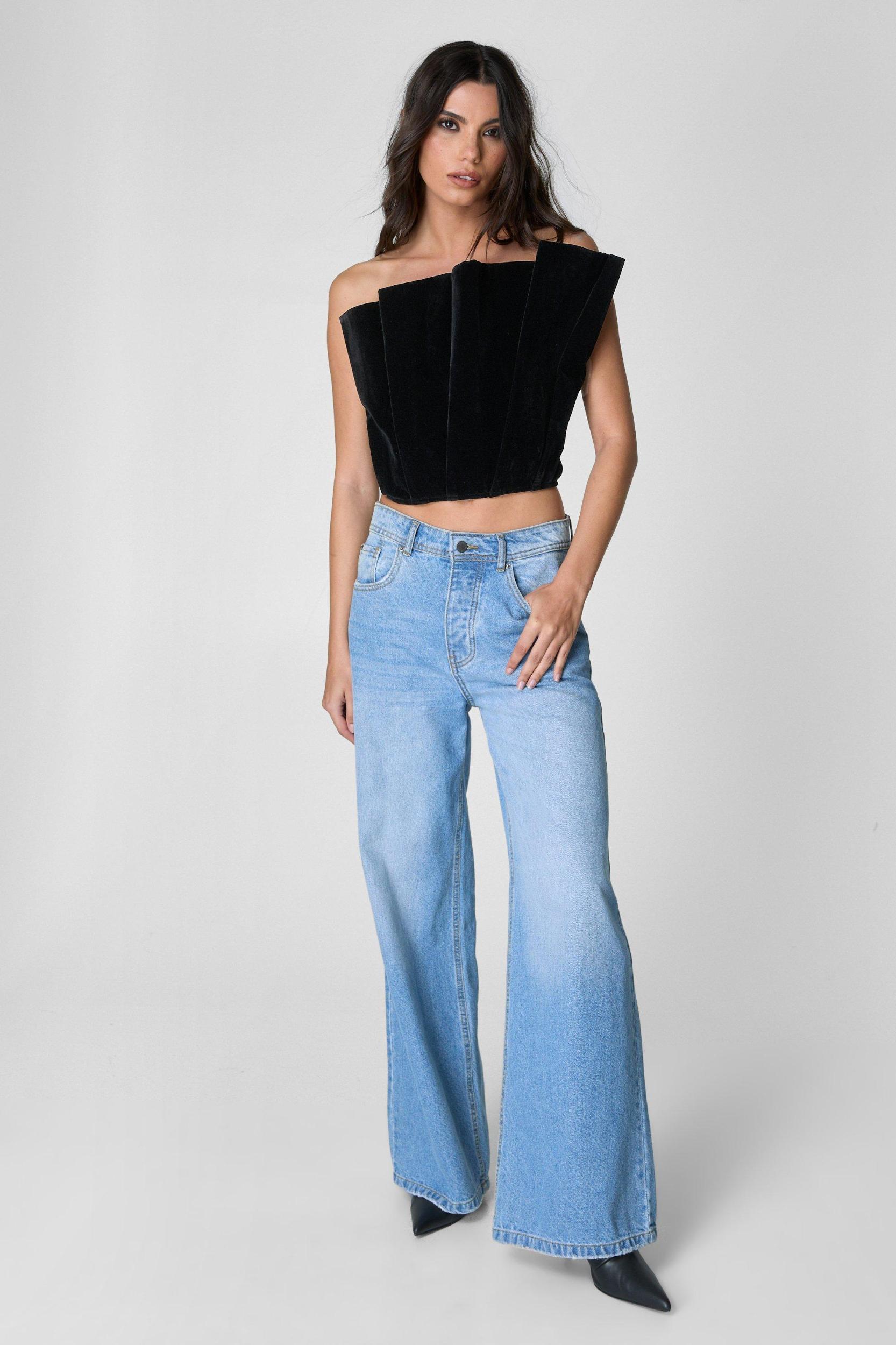 Velvet Structured Fan Bandeau Top Product Image