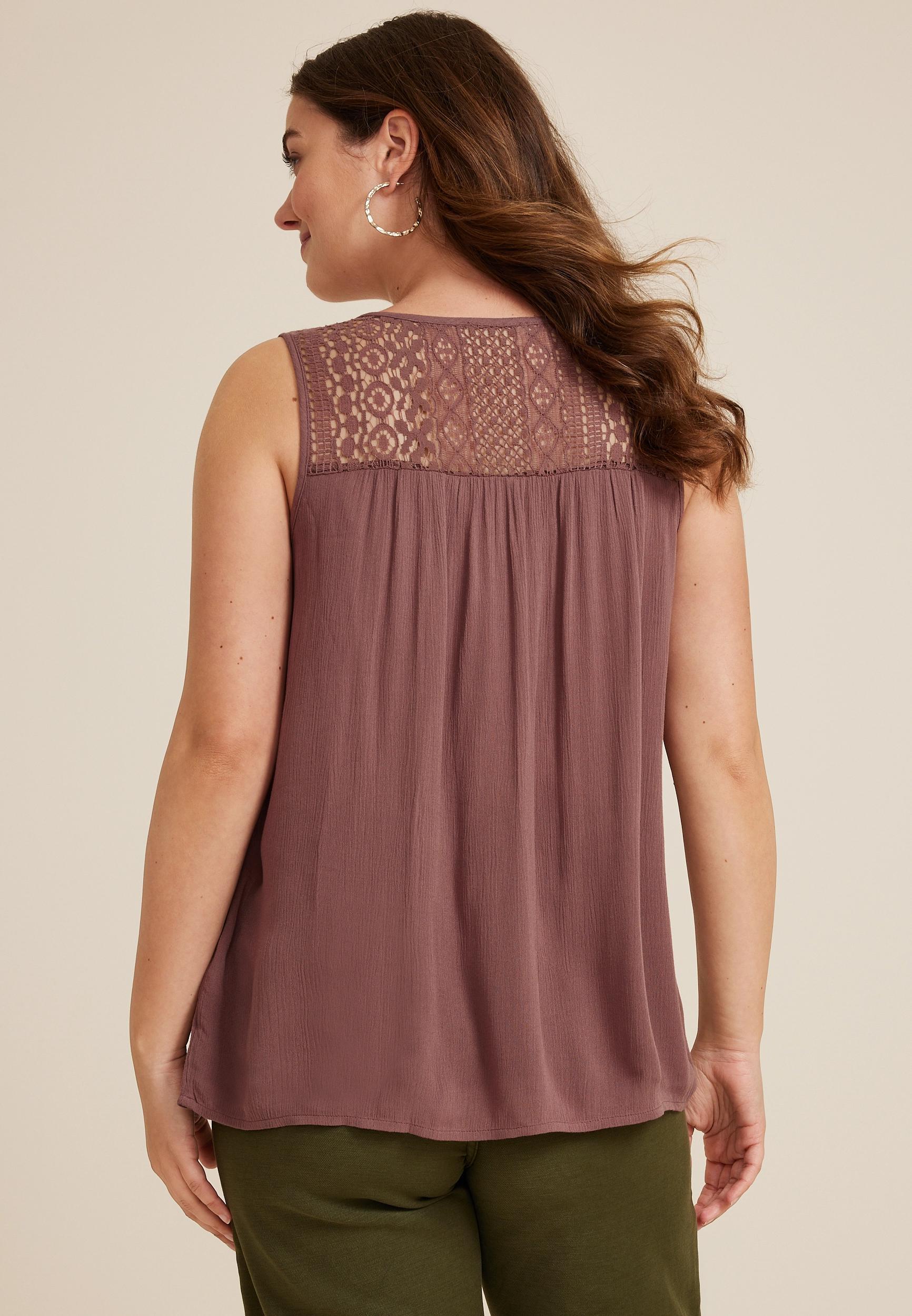 Lace Trim Button Front Tank Top Product Image