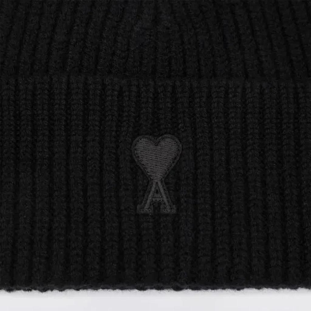 AMI ALEXANDRE MATTIUSSI Ami Paris Ami De Coeur Black Wool Hat Men Product Image