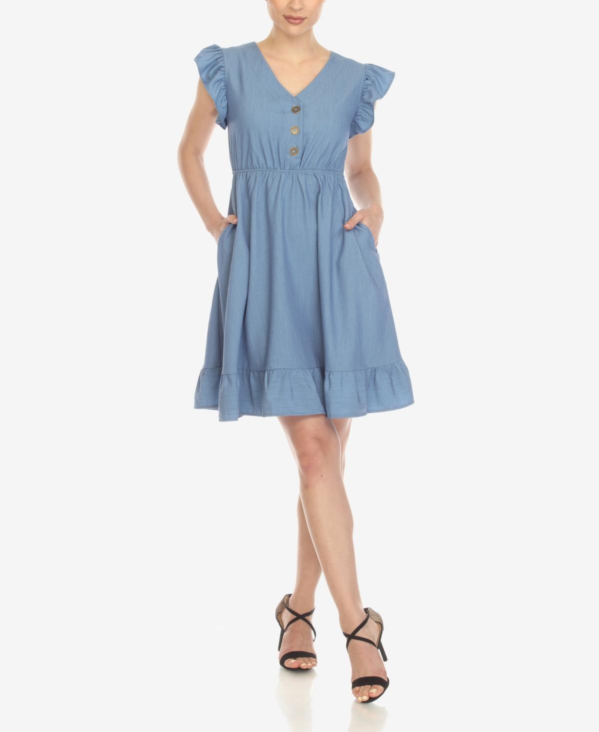 White Mark Womens Ruffle Sleeve Knee-Length Dress Product Image