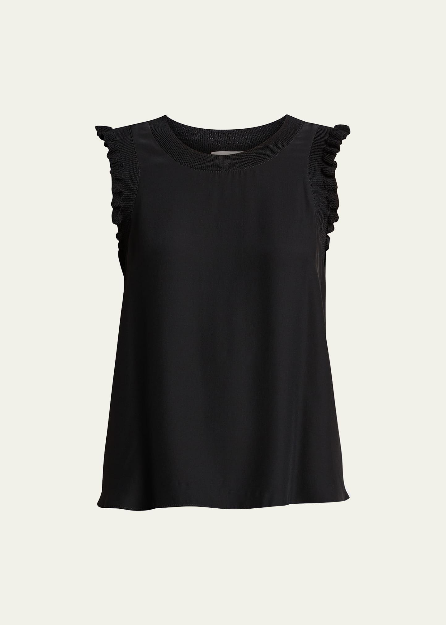 Cinq a Sept Lenore Ruffle Trimmed Silk Top Product Image