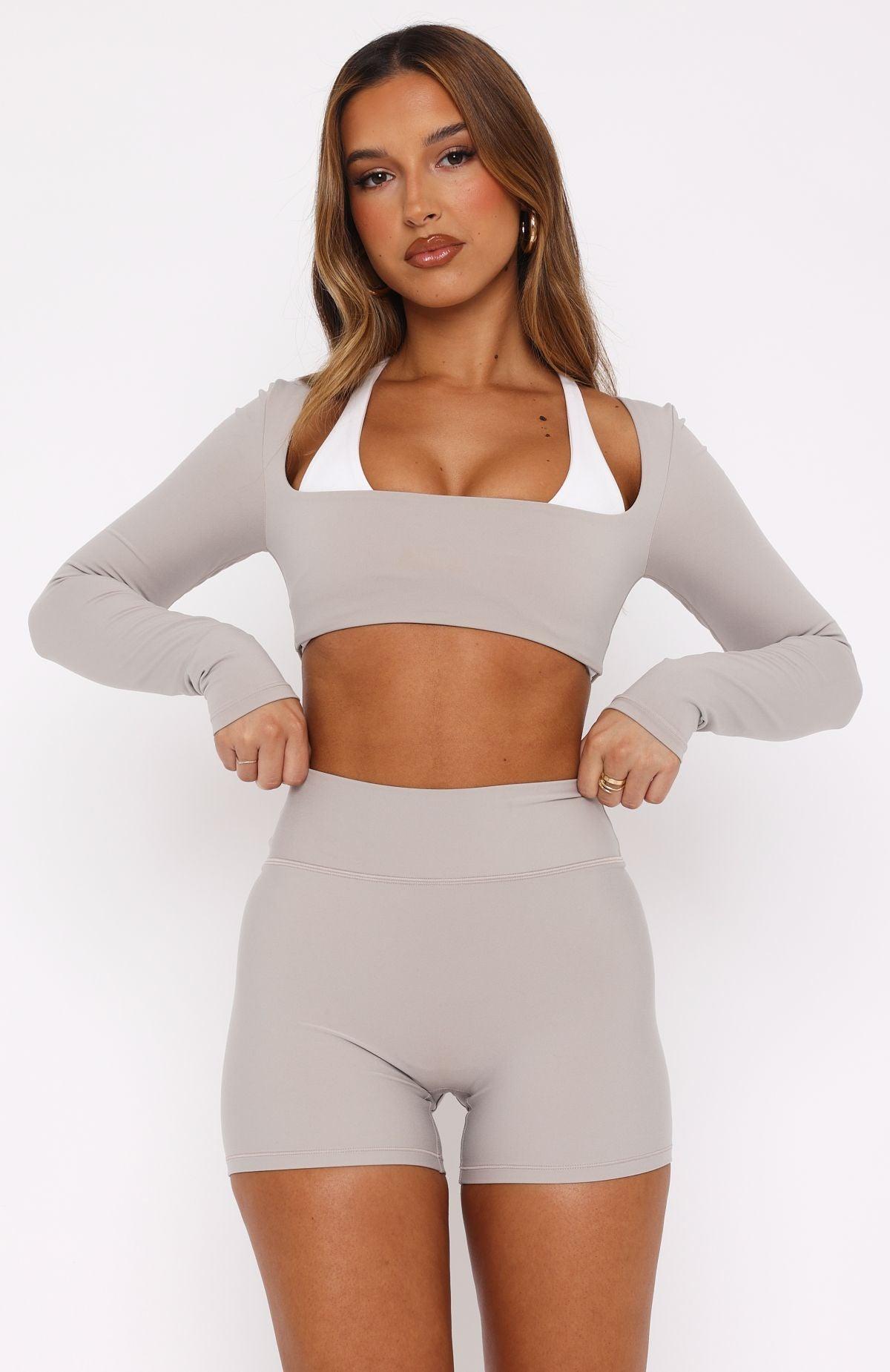 Keep Up High Waisted Shorts 4" Pebble Product Image
