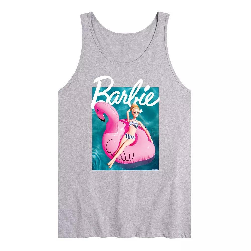Mens Barbie Pool Flamingo Graphic Tank Top Grey Gray Product Image