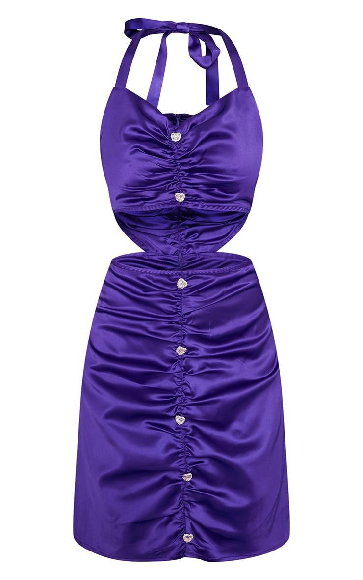 Petite Purple Embellished Detail Halterneck Bodycon Dress Product Image