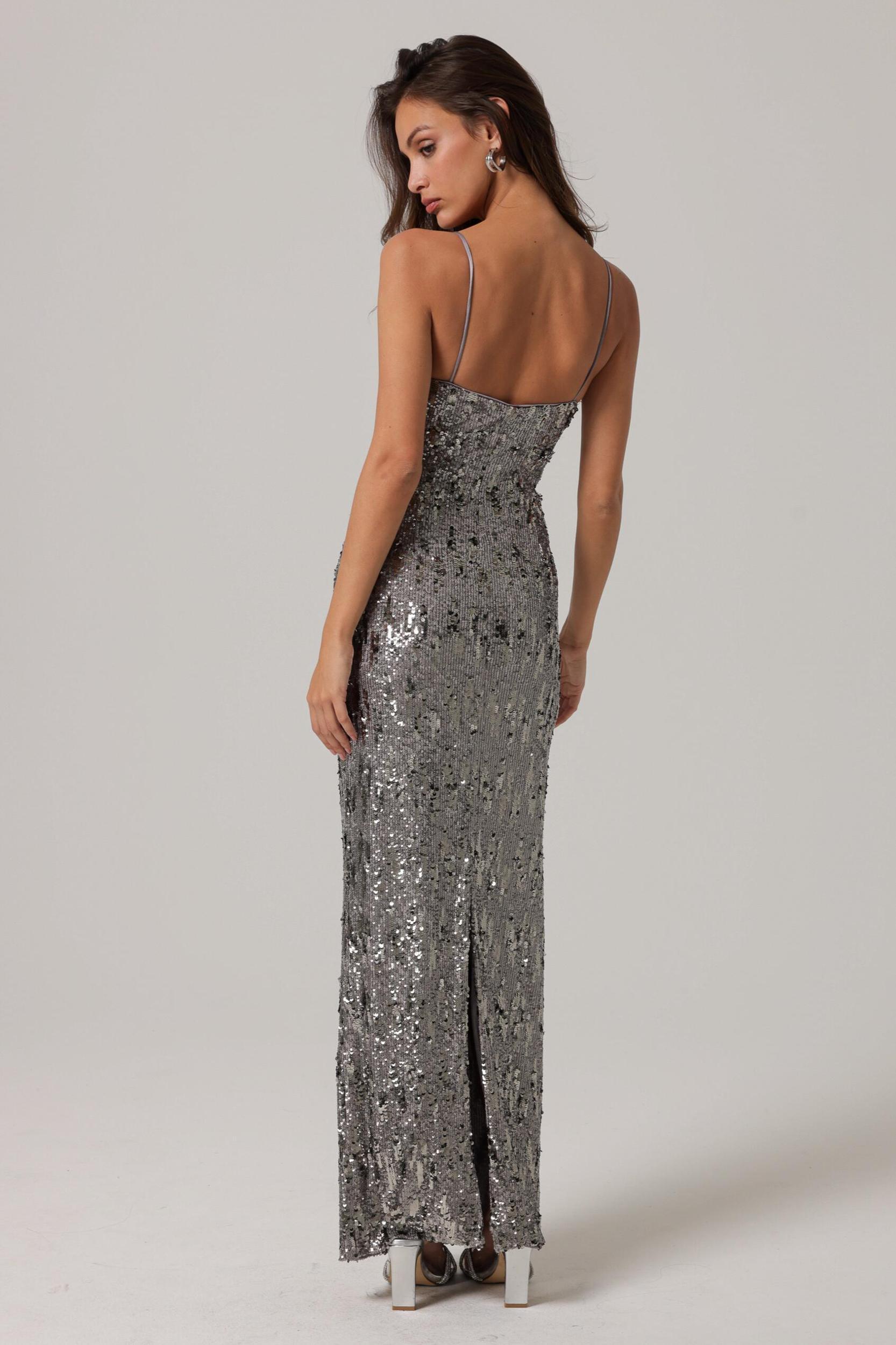 "Cache" S/L Sequin Midi Dress Product Image