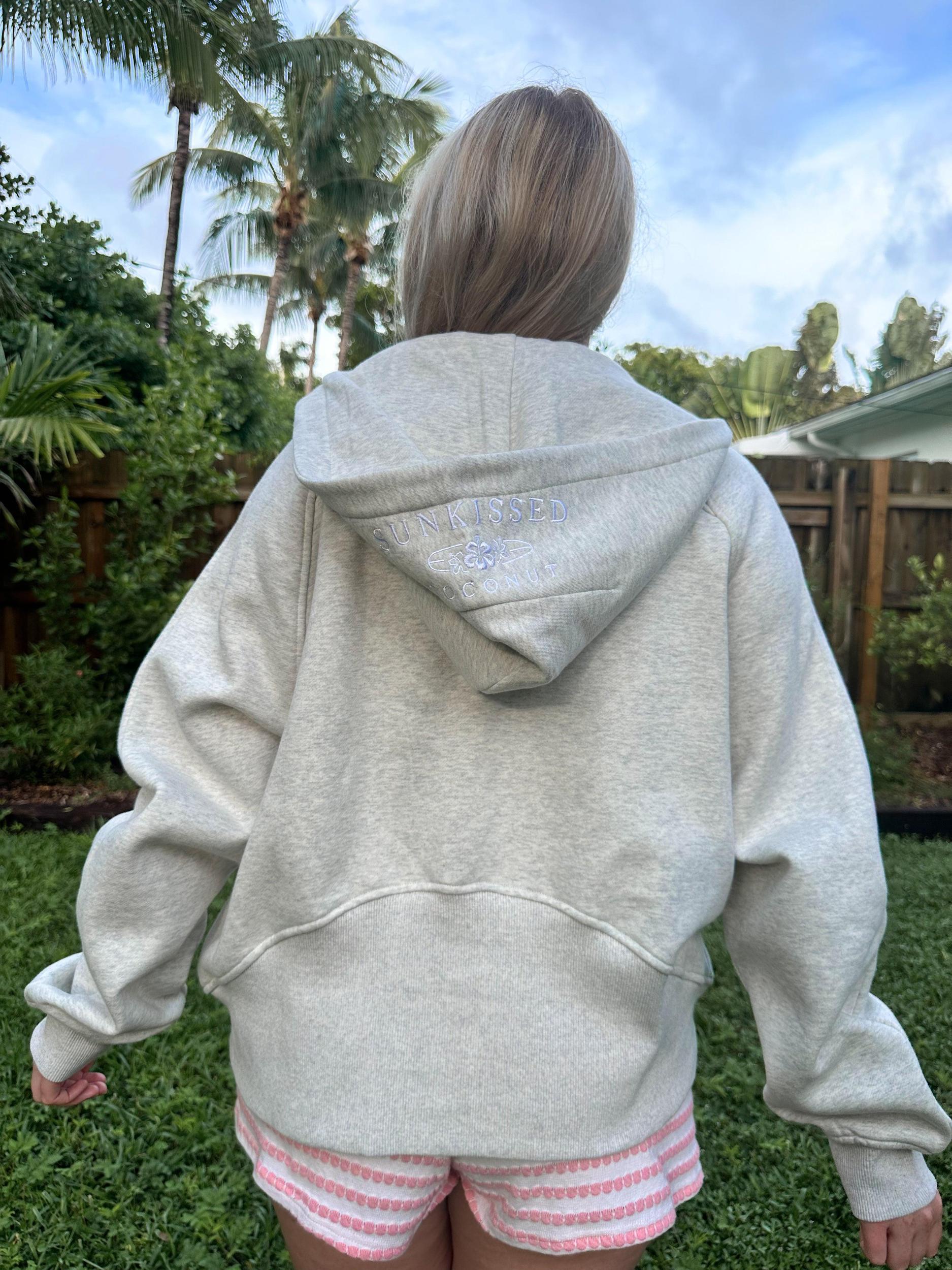 Pink Lavender  Pilates Detailed Waist Length Quarter Zip Hoodie Product Image
