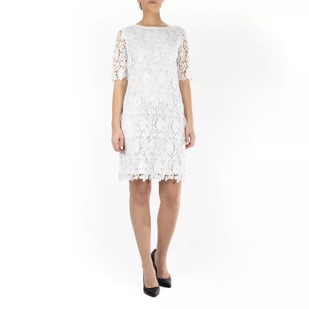 Women's Nina Leonard Floral Lace Sheath Cocktail Dress, Size: XL, Ivory Product Image