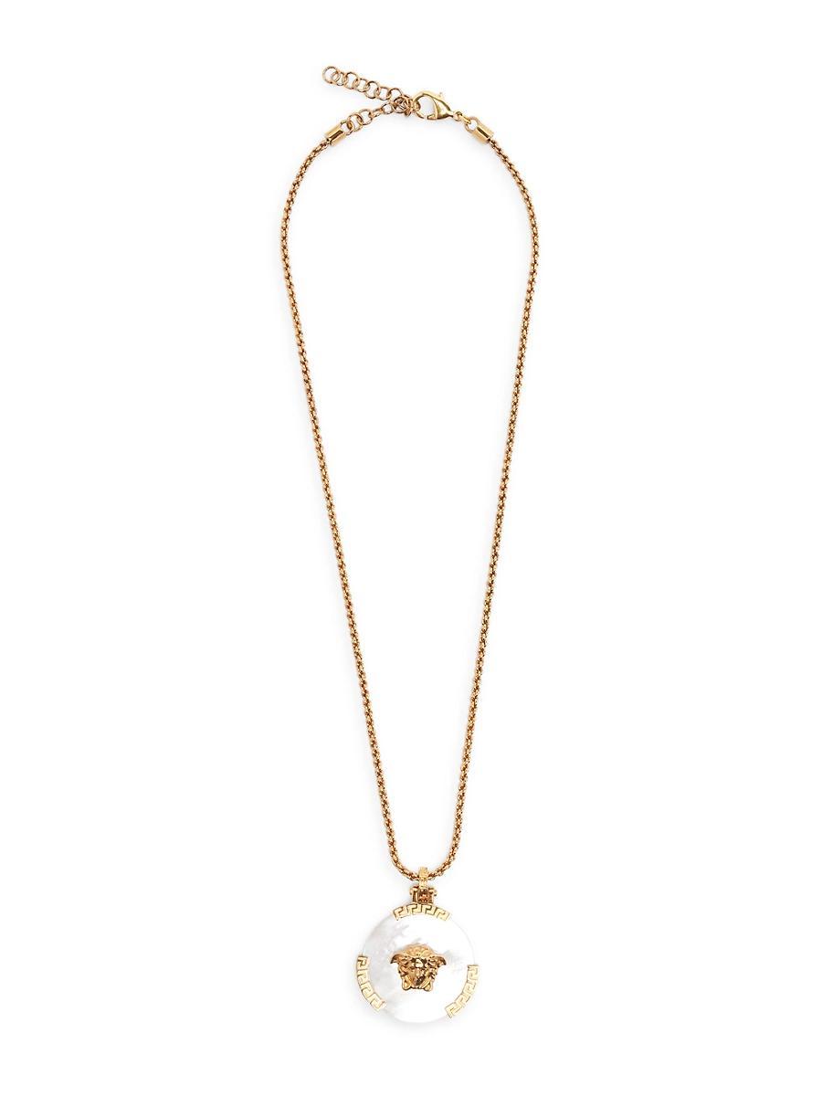 Mens Goldtone & Mother-Of-Pearl Medusa Pendant Necklace Product Image
