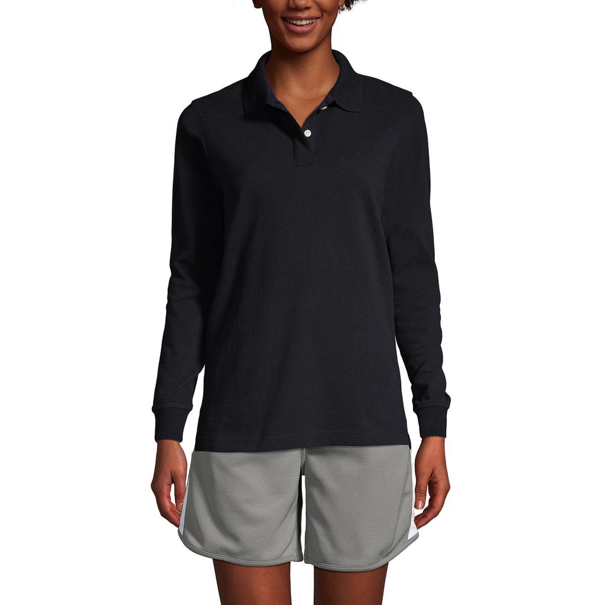 Womens Tall Lands End School Uniform Long Sleeve Mesh Polo Shirt Product Image