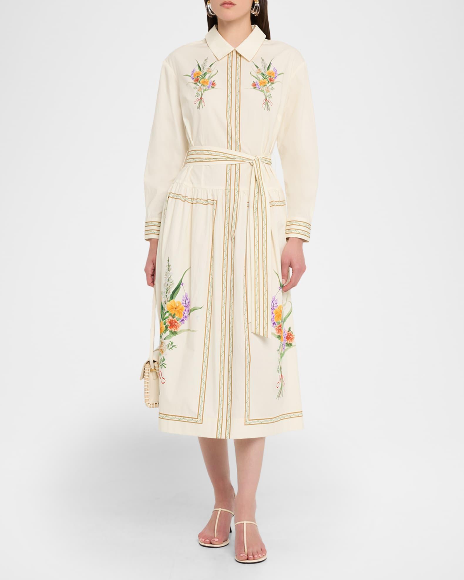 Floral-Print Cotton Midi Shirtdress Product Image