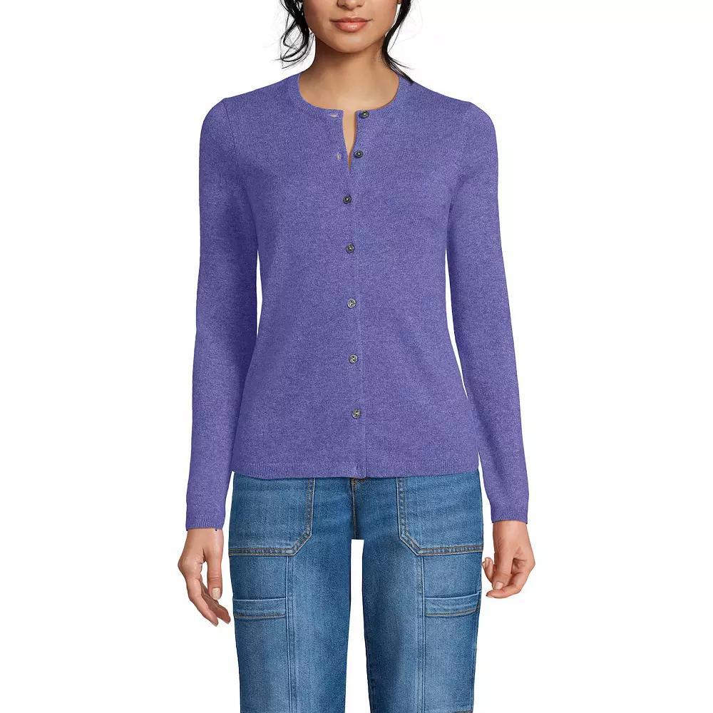 Women's Lands' End Classic Cashmere Cardigan Sweater, Size: Medium Tall, Black Product Image