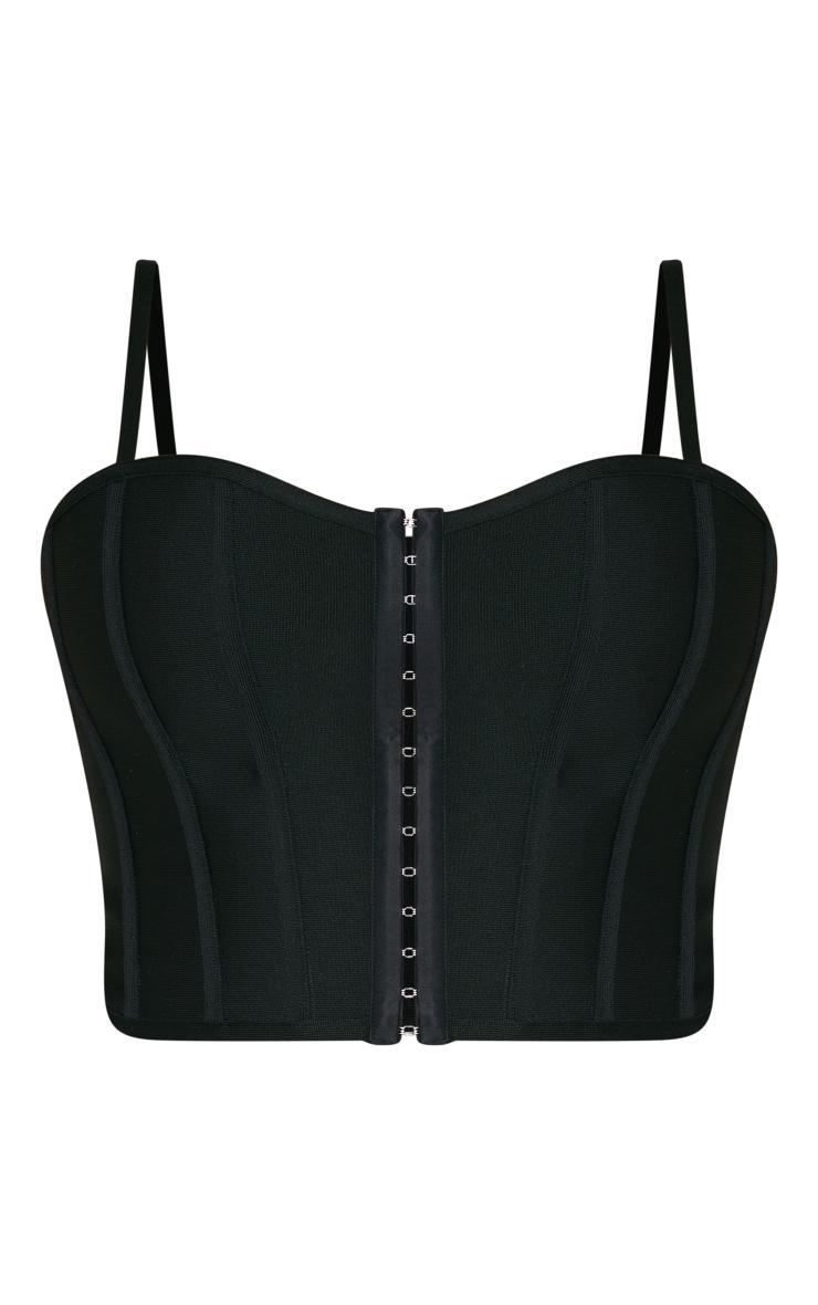 Plus Black Bandage Hook And Eye Structured Corset Product Image