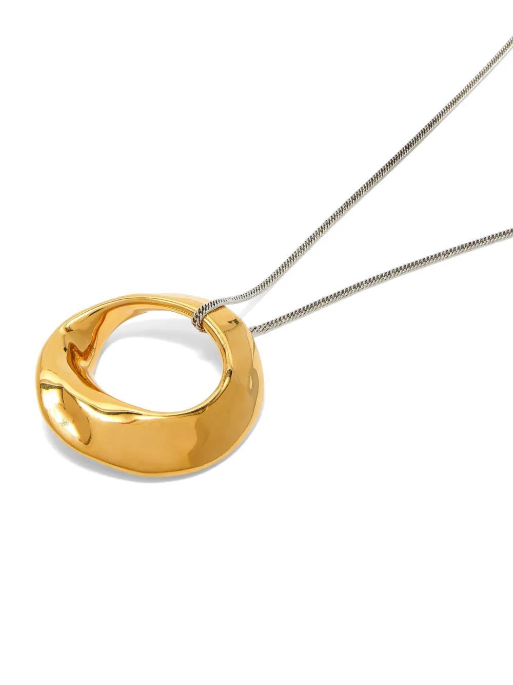 JIL SANDER Ring Pendant Necklace In Gray Product Image