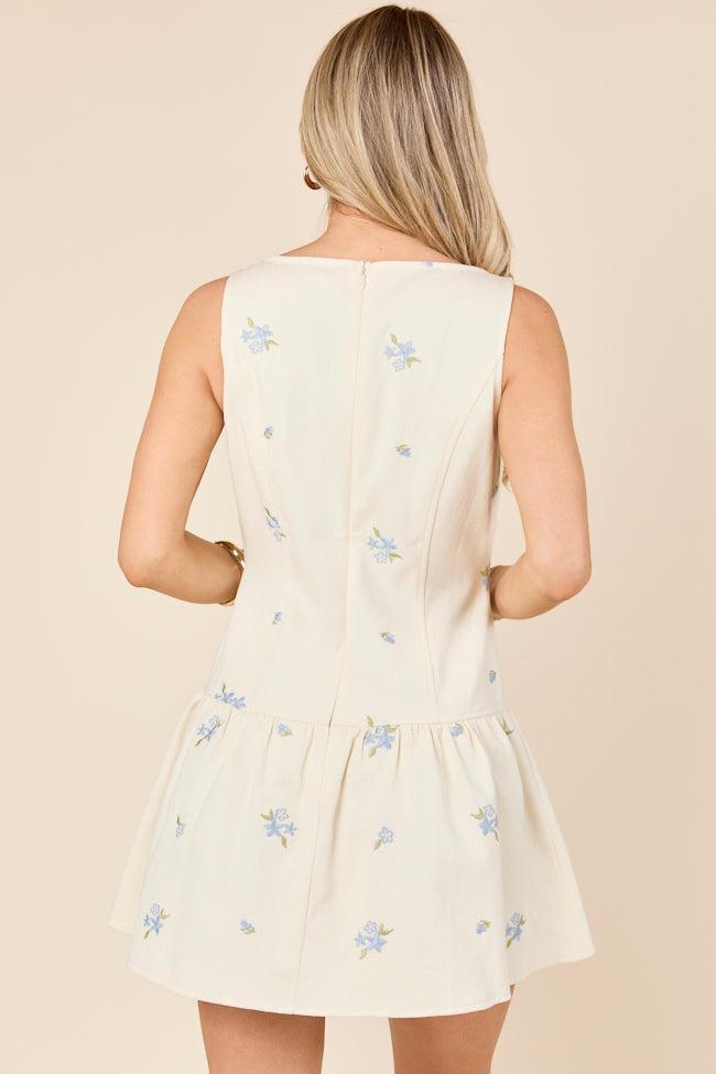 Denise Flower Embroidered Denim Dress Product Image
