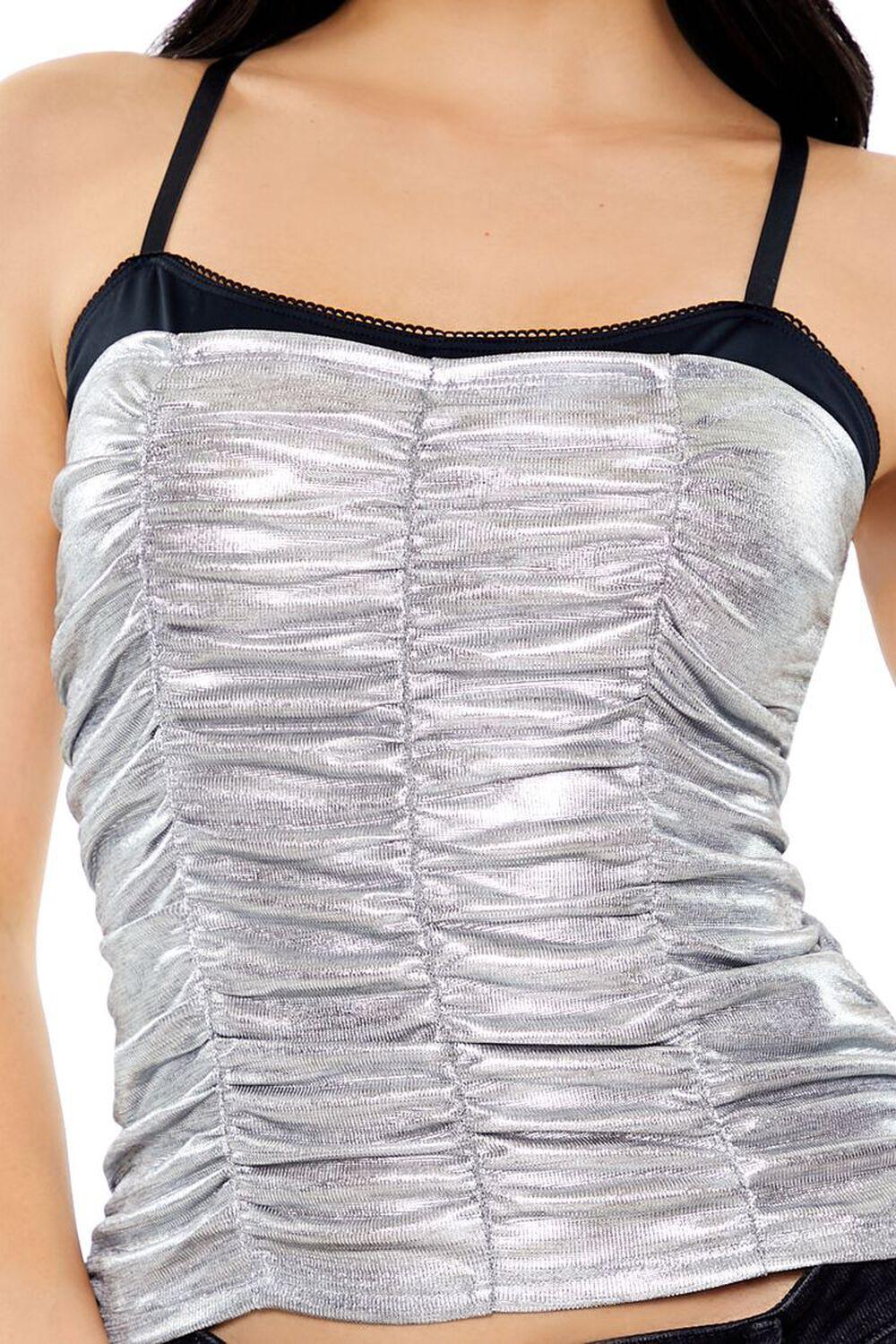 Ruched Metallic Two-Tone Cami | Forever 21 Product Image