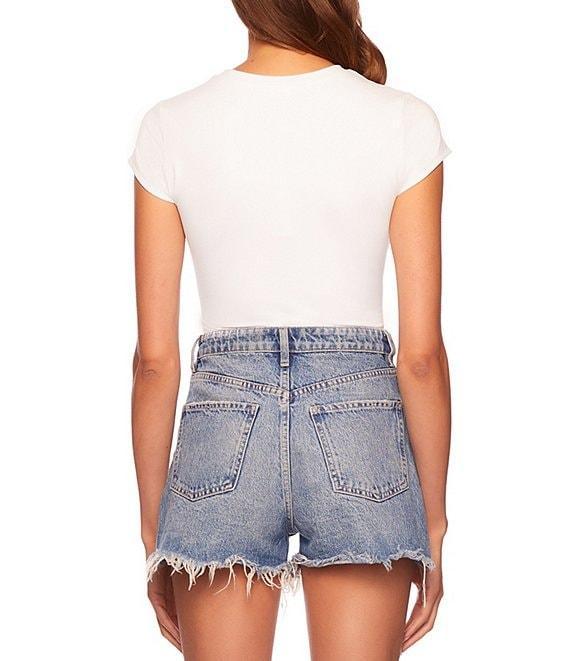 Susana Monaco Crew Neck Short Sleeve Fitted Signature Stretch Knit Tee Shirt Product Image