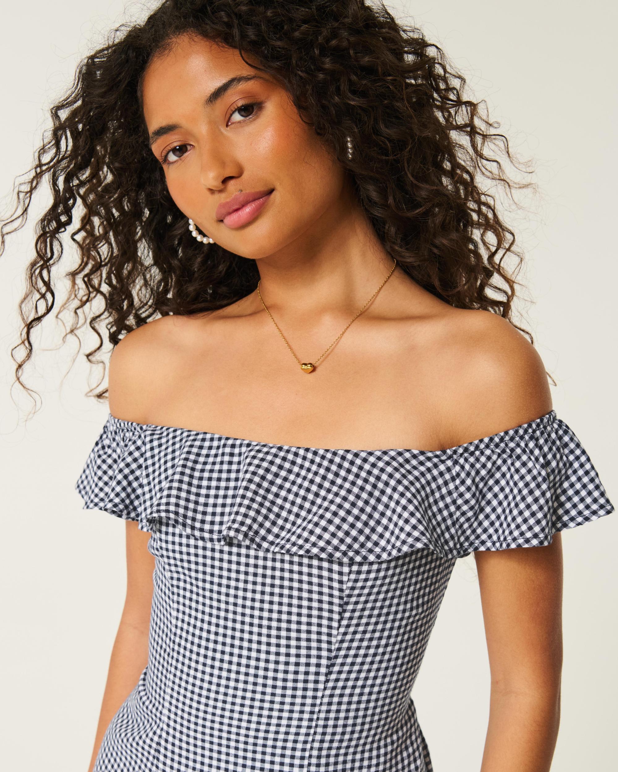 Off-the-Shoulder A-Line Skort Dress Product Image