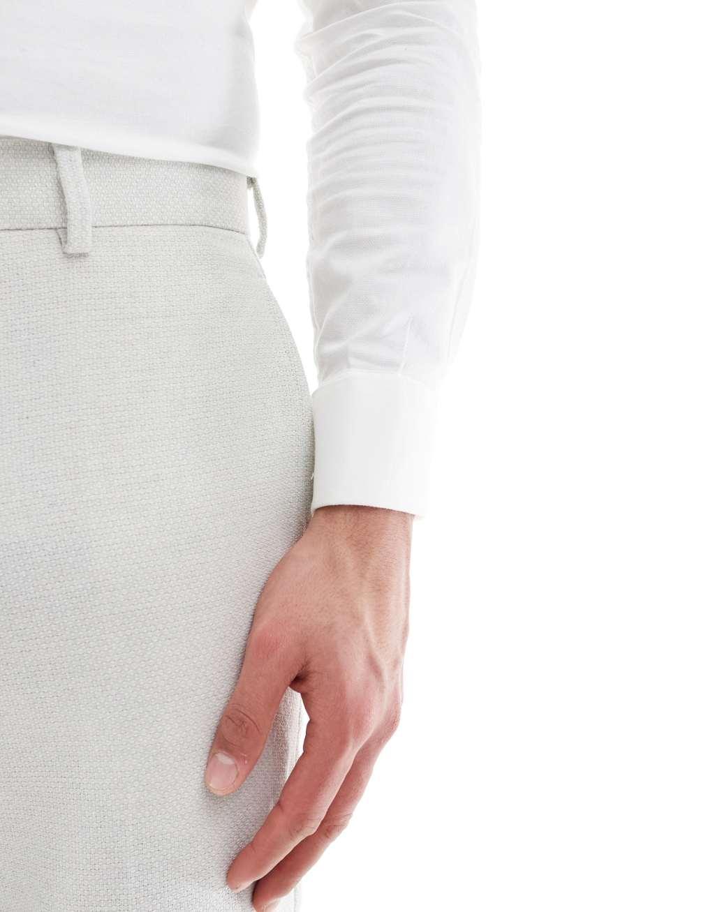ASOS DESIGN slim suit pants wool blend in light gray Product Image