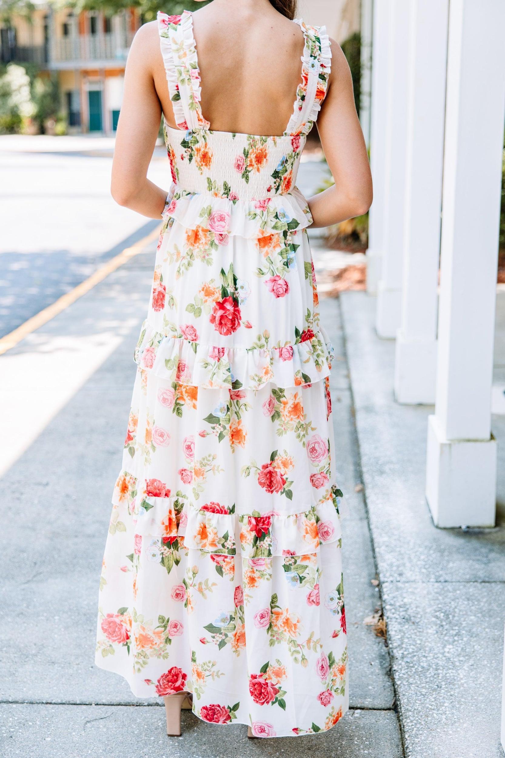 Happy For You Ivory White Floral Maxi Dress Female Product Image