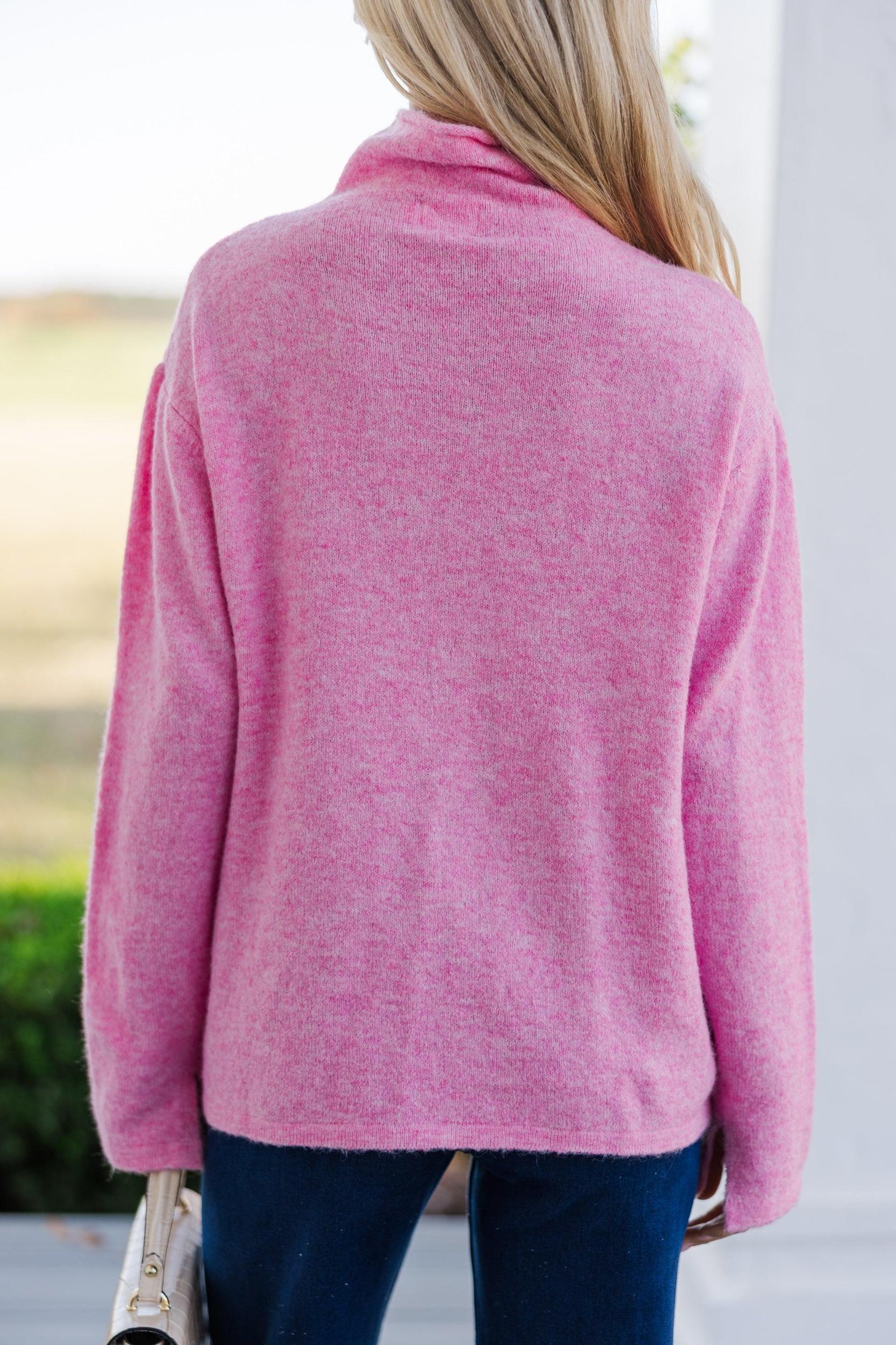 Hear It All Pink Mock Neck Sweater Female Product Image