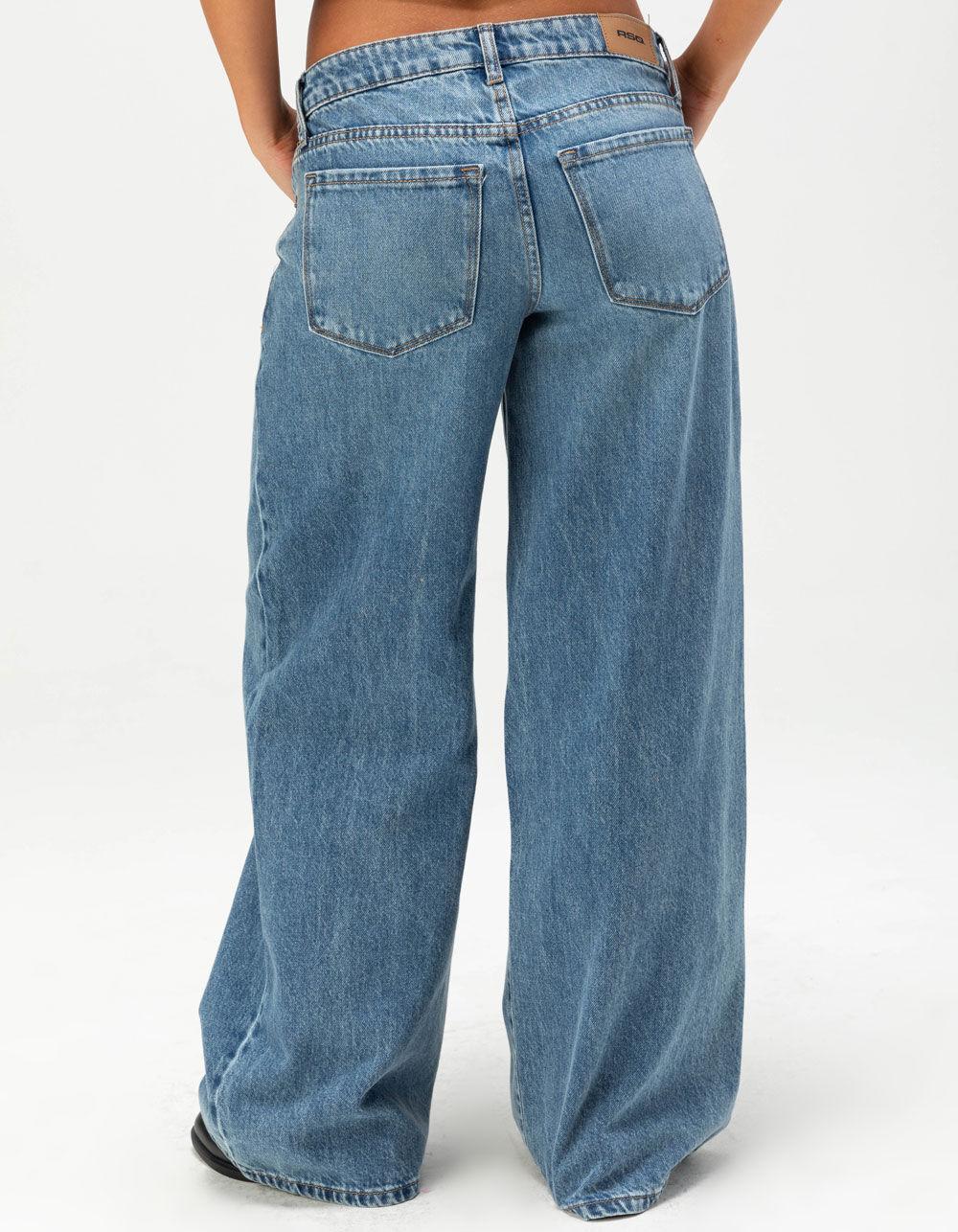 RSQ Womens Mid Rise Wide Leg Jeans - MED BLAST Product Image
