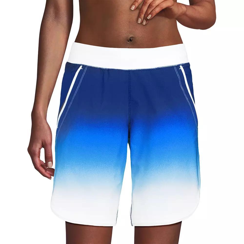 Womens Lands End 9 Quick Dry Swim Board Short With Panty Navy Blue Ombre Product Image