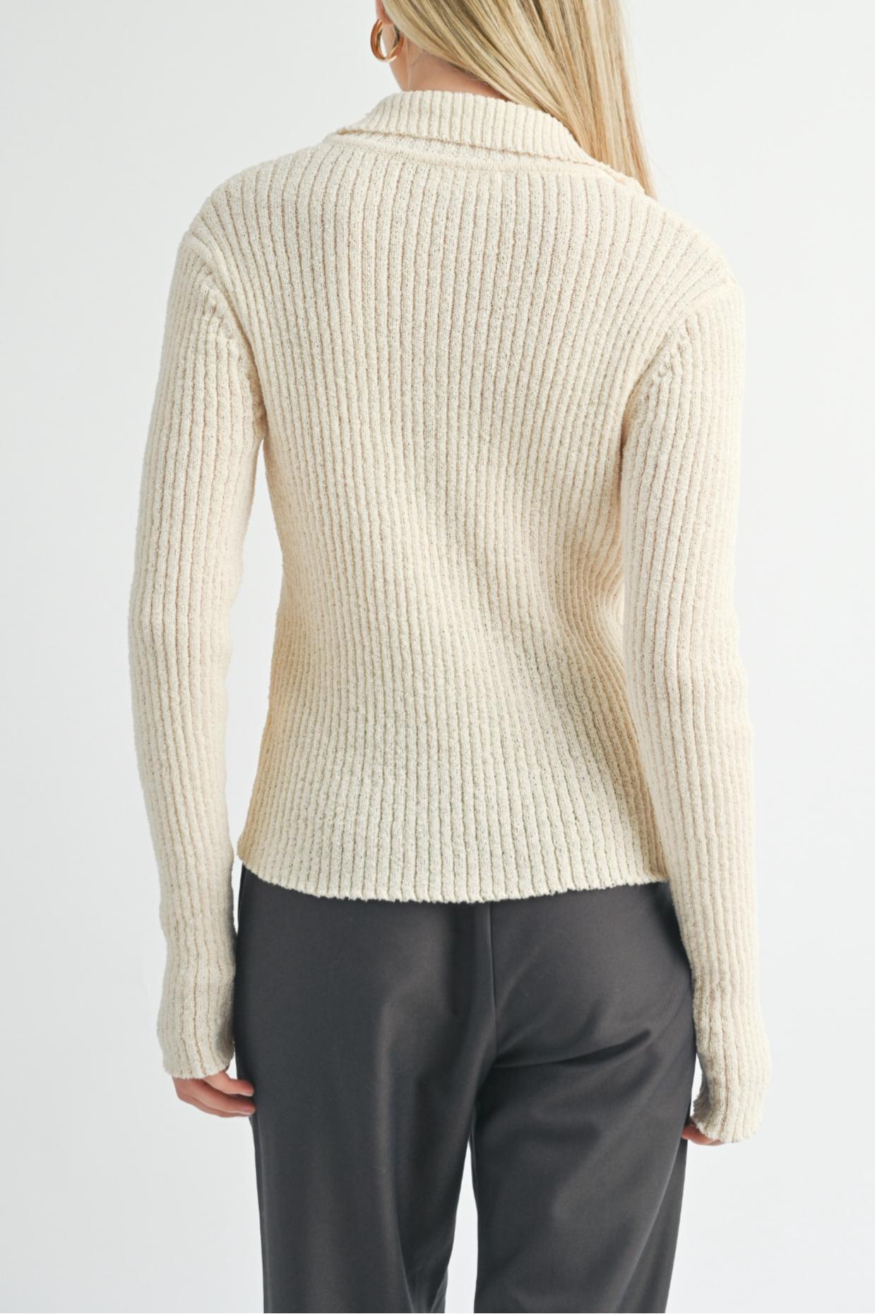 RIBBED ZIP UP CARDIGAN Product Image
