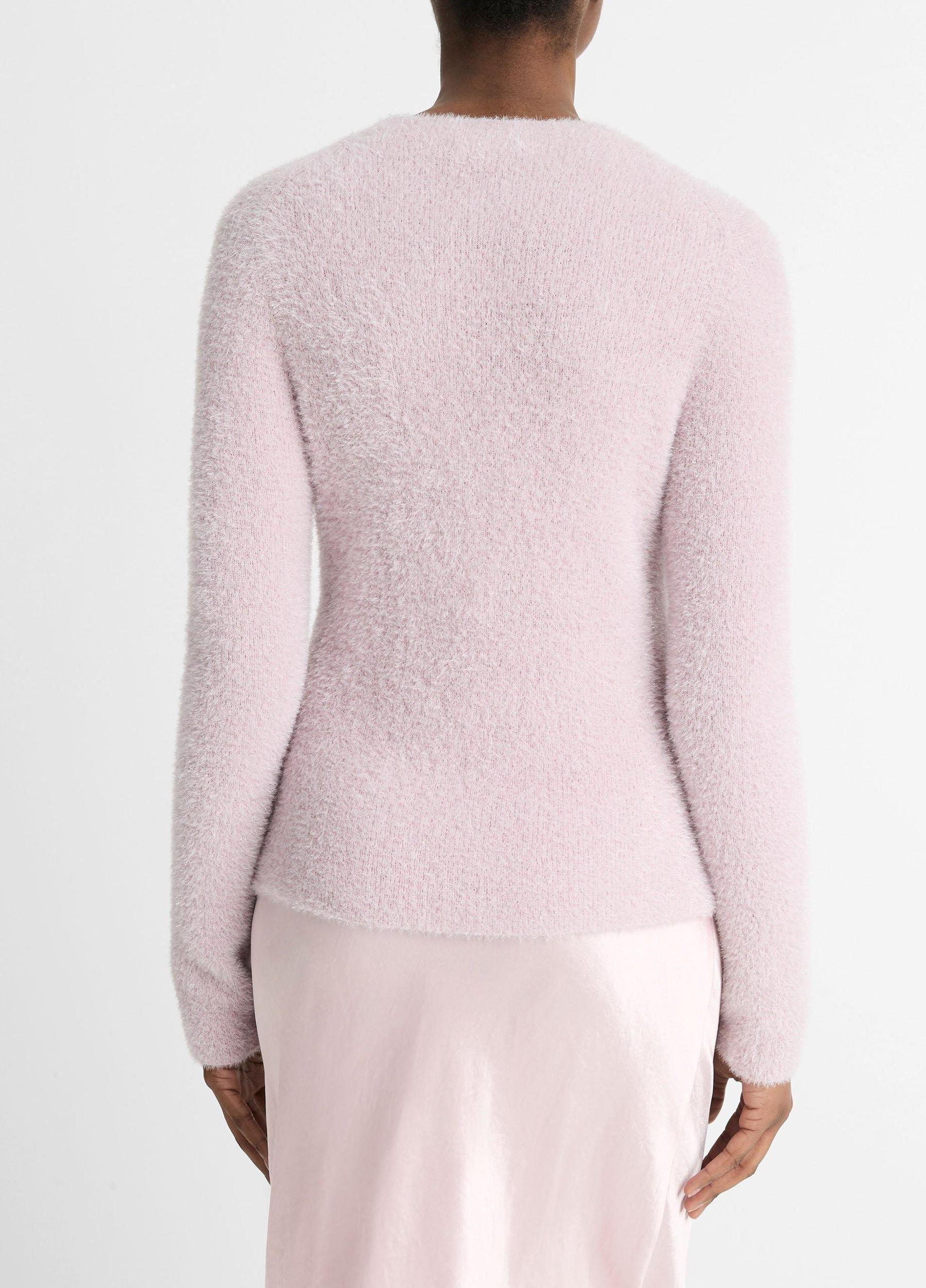 Womens Metallic Eyelash Pullover Sweater, Cherry Night Metallic, Size S Vince Product Image