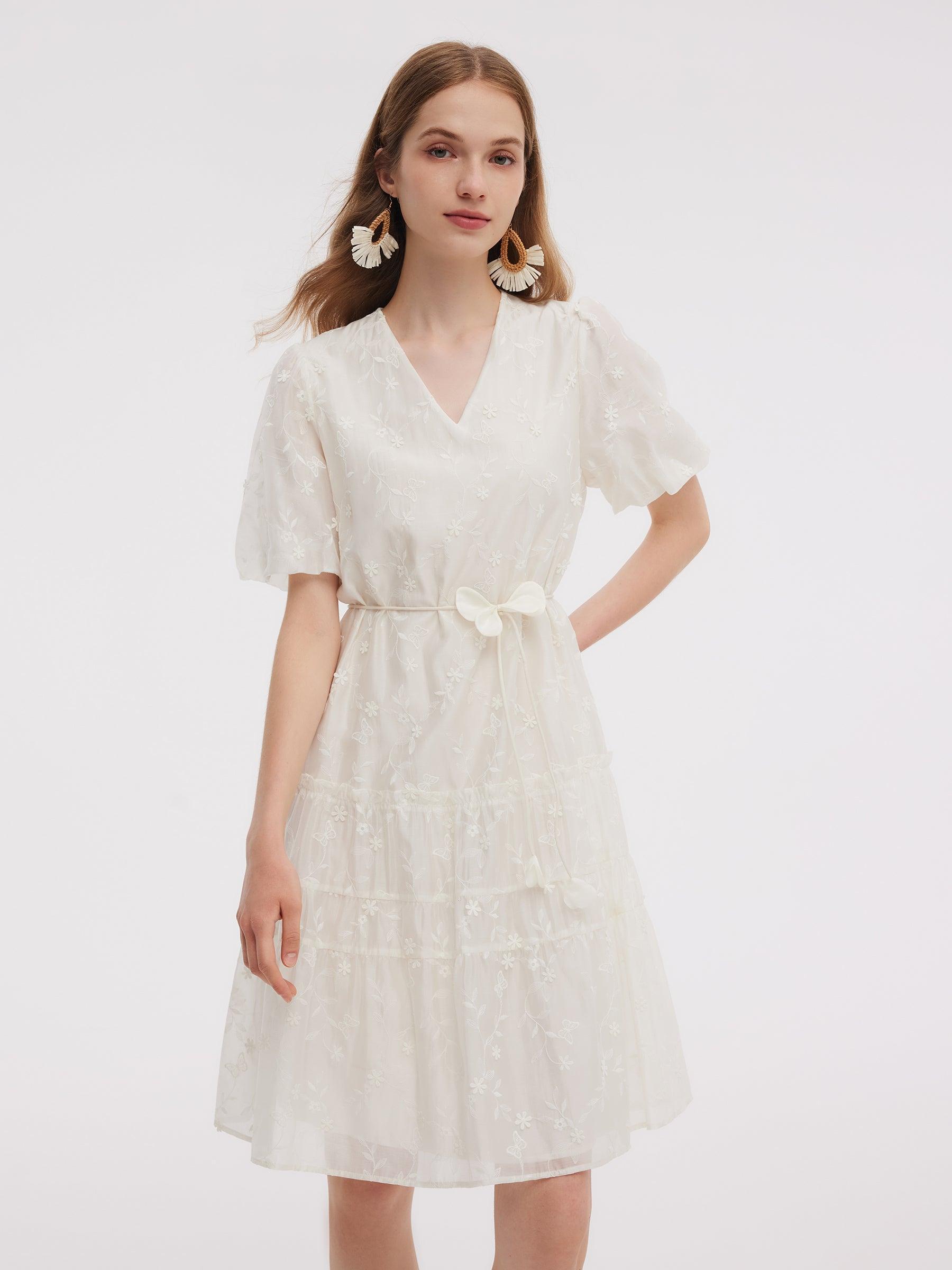 Tencel Blend Embroidered Women Midi Dress Product Image