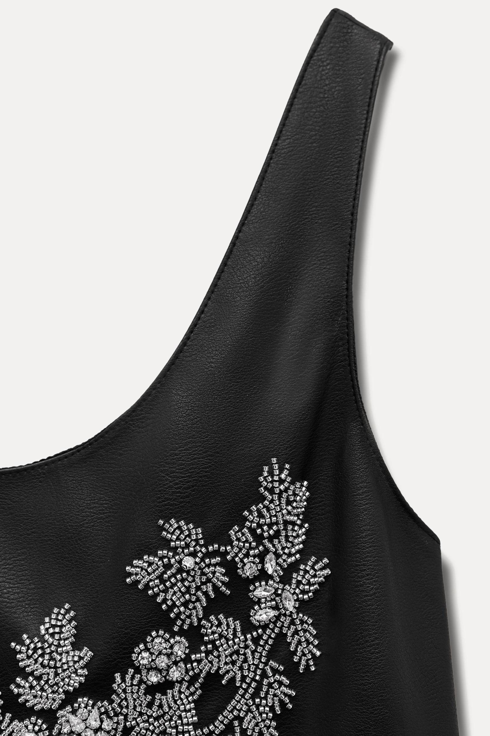 FAUX LEATHER BEADED DRESS ZW COLLECTION Product Image