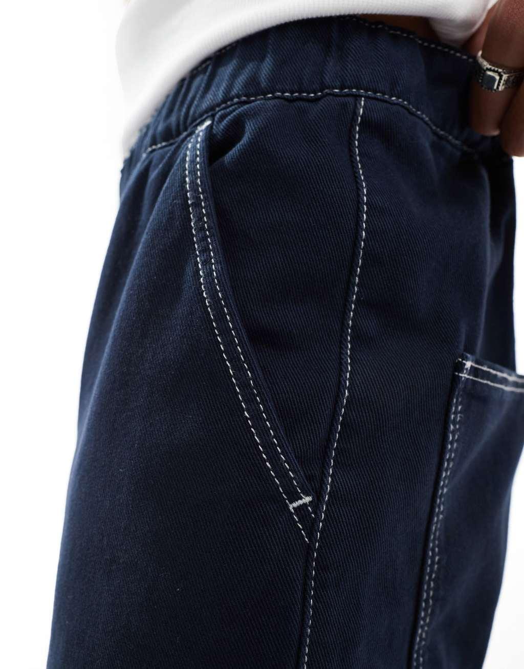 ASOS DESIGN super baggy jeans in white with elastic waistband Product Image