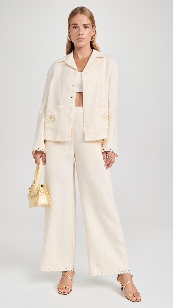Sleeper Sofia Linen Embroidered Pants | Shopbop Product Image