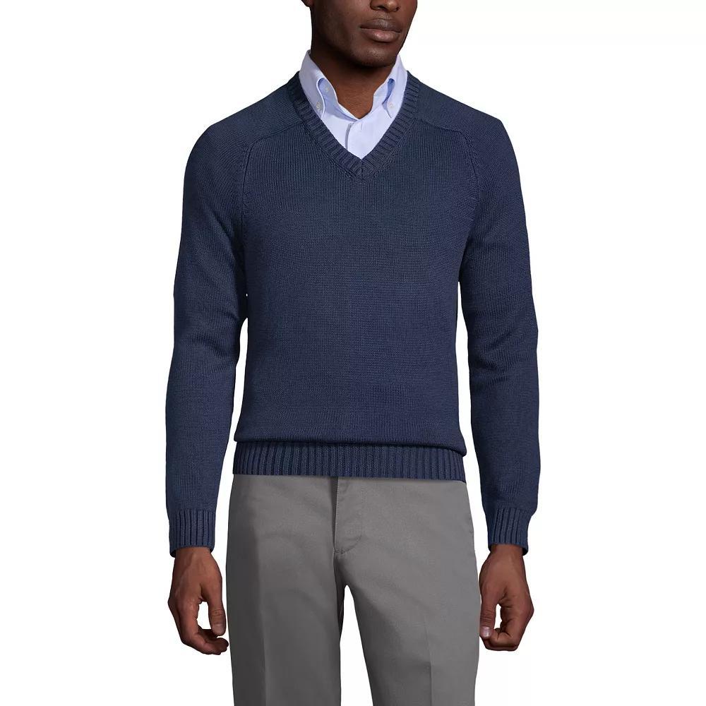Mens' Lands' End School Uniform V-Neck Sweater, Men's, Size: Medium, Classic Blue Product Image
