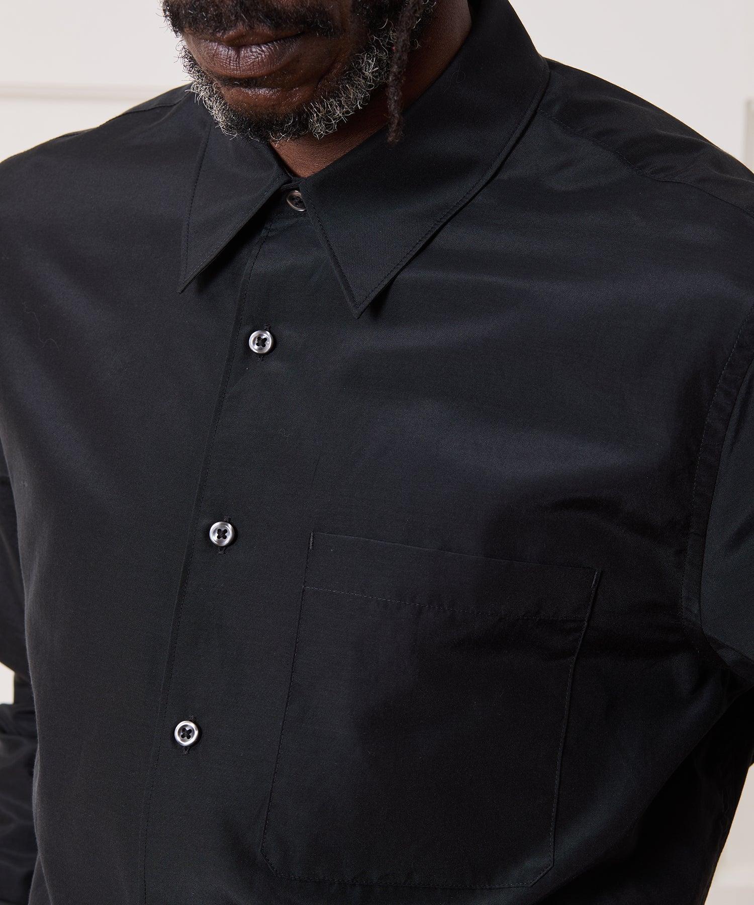 Relaxed Silk-Cotton Point Collar Shirt Product Image