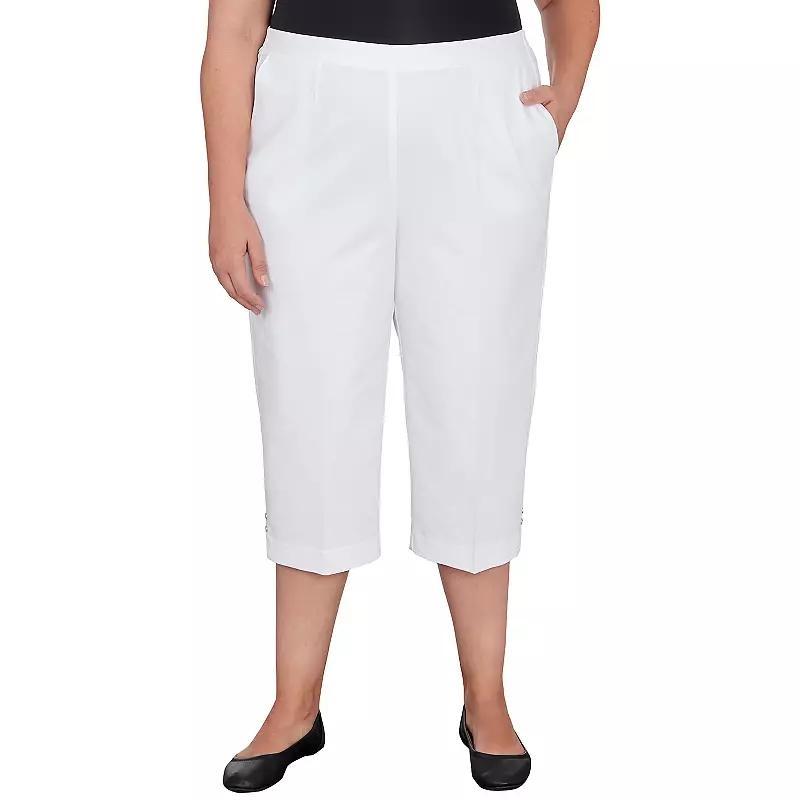Alfred Dunner Plus Size Classic Neutrals Pull On Button Hem Twill Capri Pants Product Image