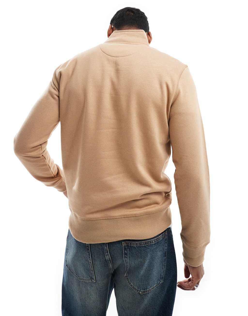 French Connection half zip funnel neck sweatshirt in camel Product Image