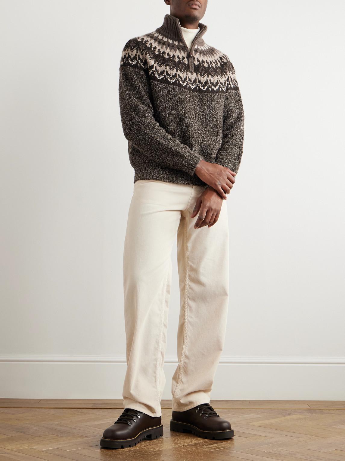 LORO PIANA Long-sleeved Knitted Sweater In Brown Product Image