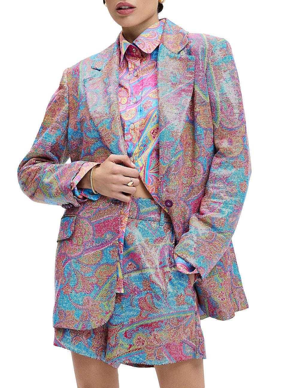 Womens Zero Dylan Sequined Paisley Single-Breasted Jacket - Product Image