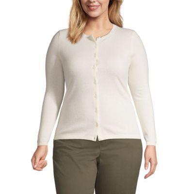 Plus Size Lands' End Classic Cashmere Cardigan Sweater, Women's, Size: 2XL, White Product Image