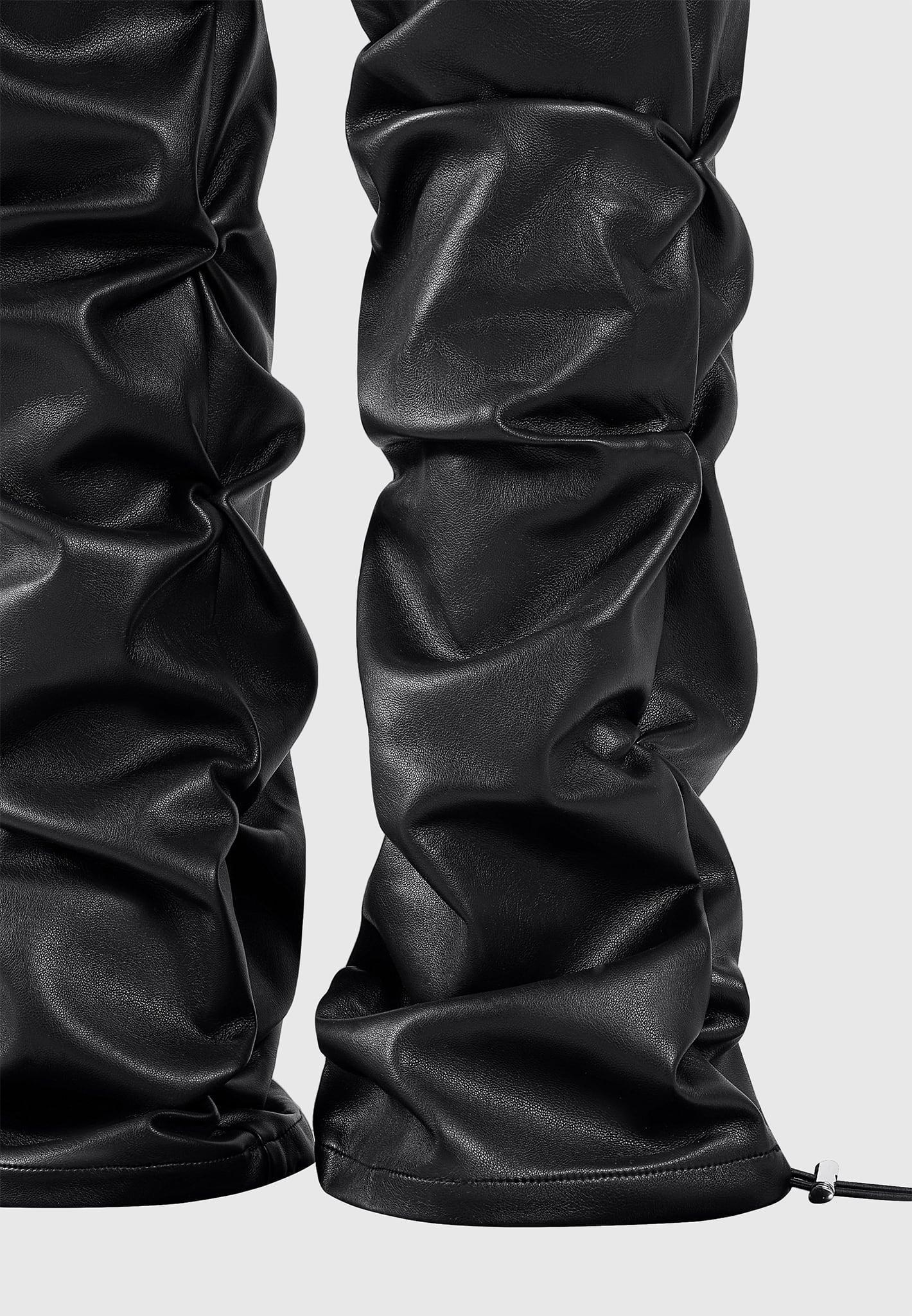 Tacked Leather T-Shirt Jumpsuit - Black Female Product Image