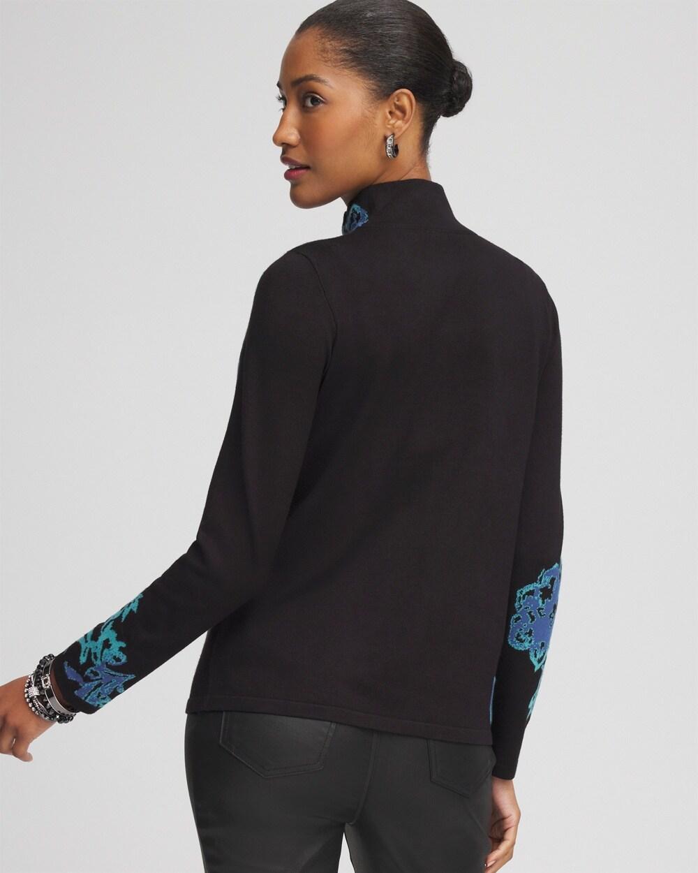 Women's Blue Floral Mockneck Sweater Product Image