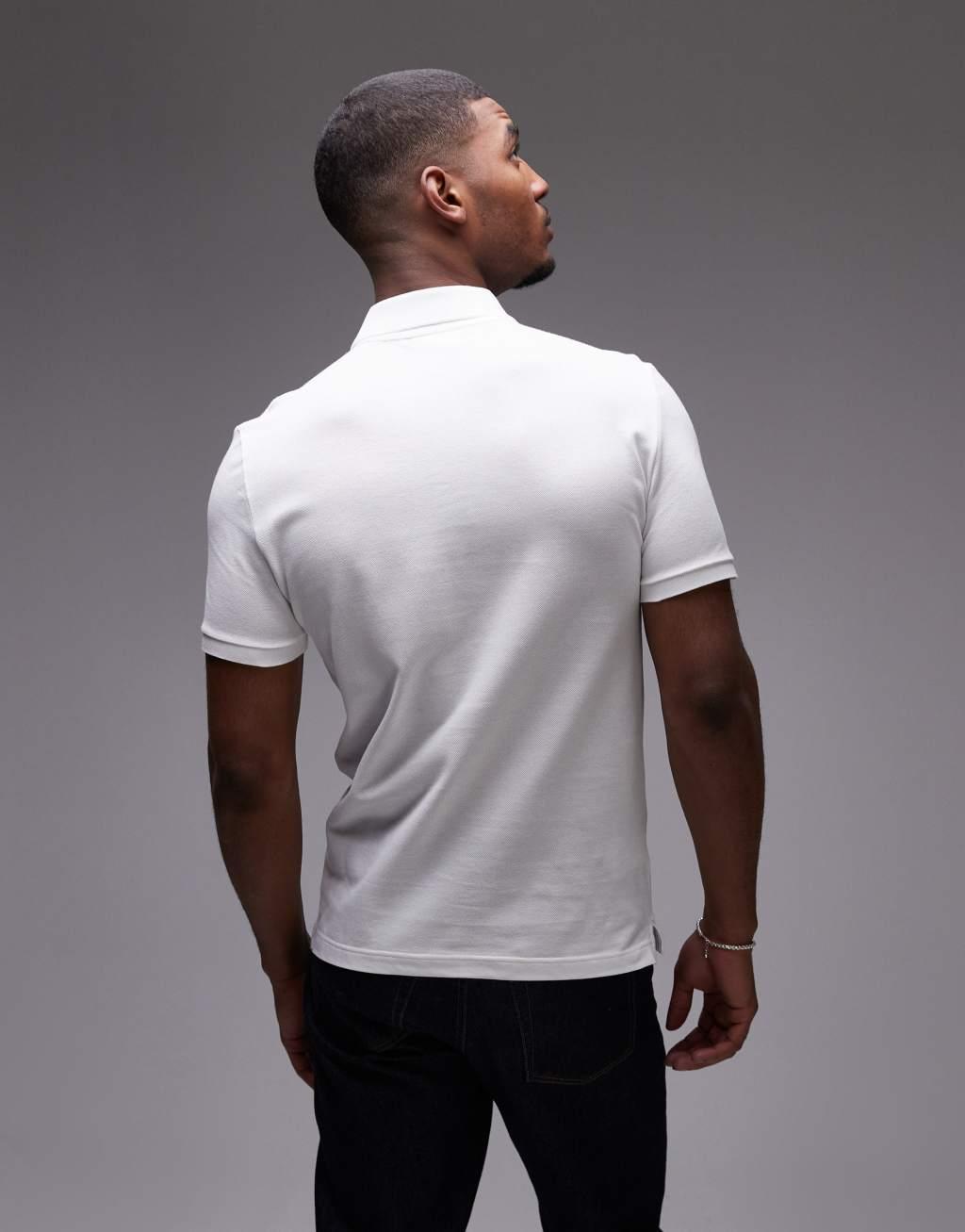 Lacoste slim fit pique polo in white Product Image