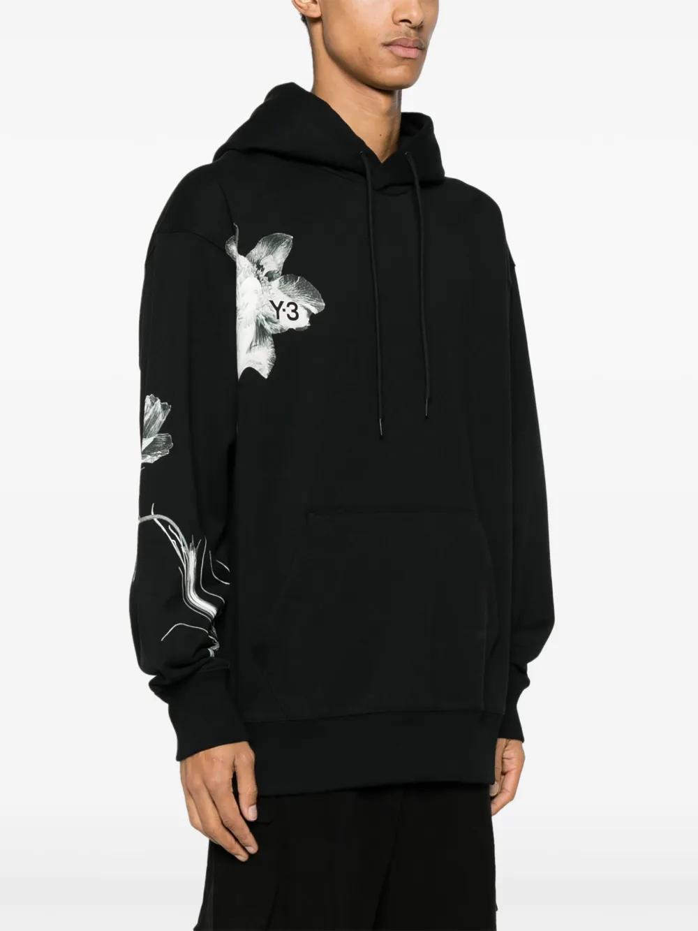 floral-print drawstring hoodie Product Image
