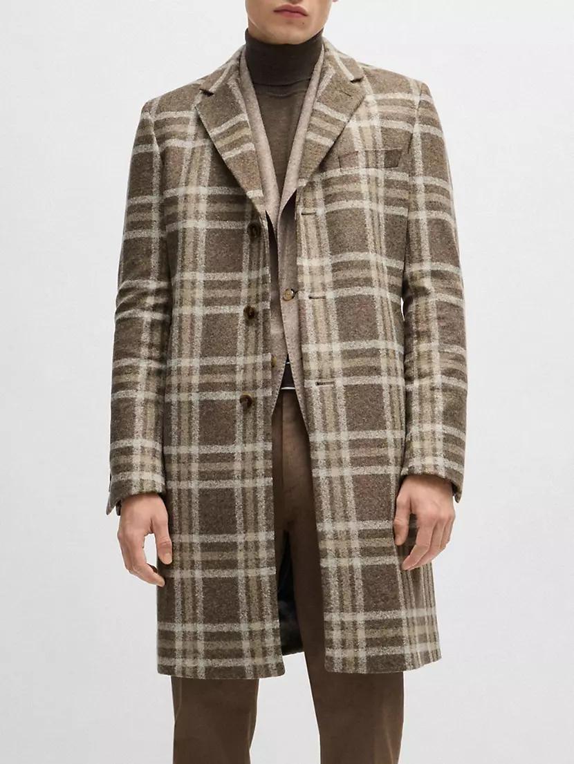 Slim-Fit Coat with All-Over Check Product Image