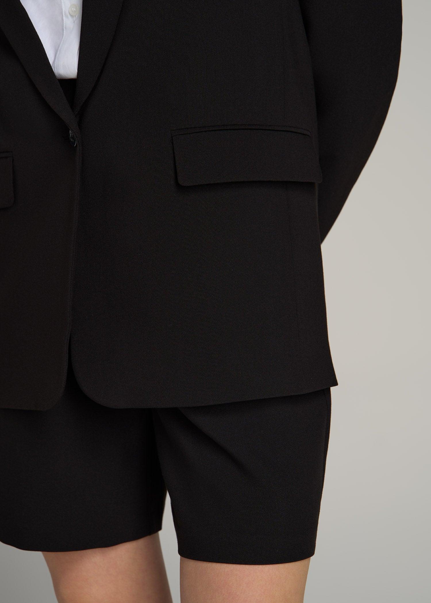 Boyfriend Fit Single-Button Blazer for Tall Women in Black Product Image